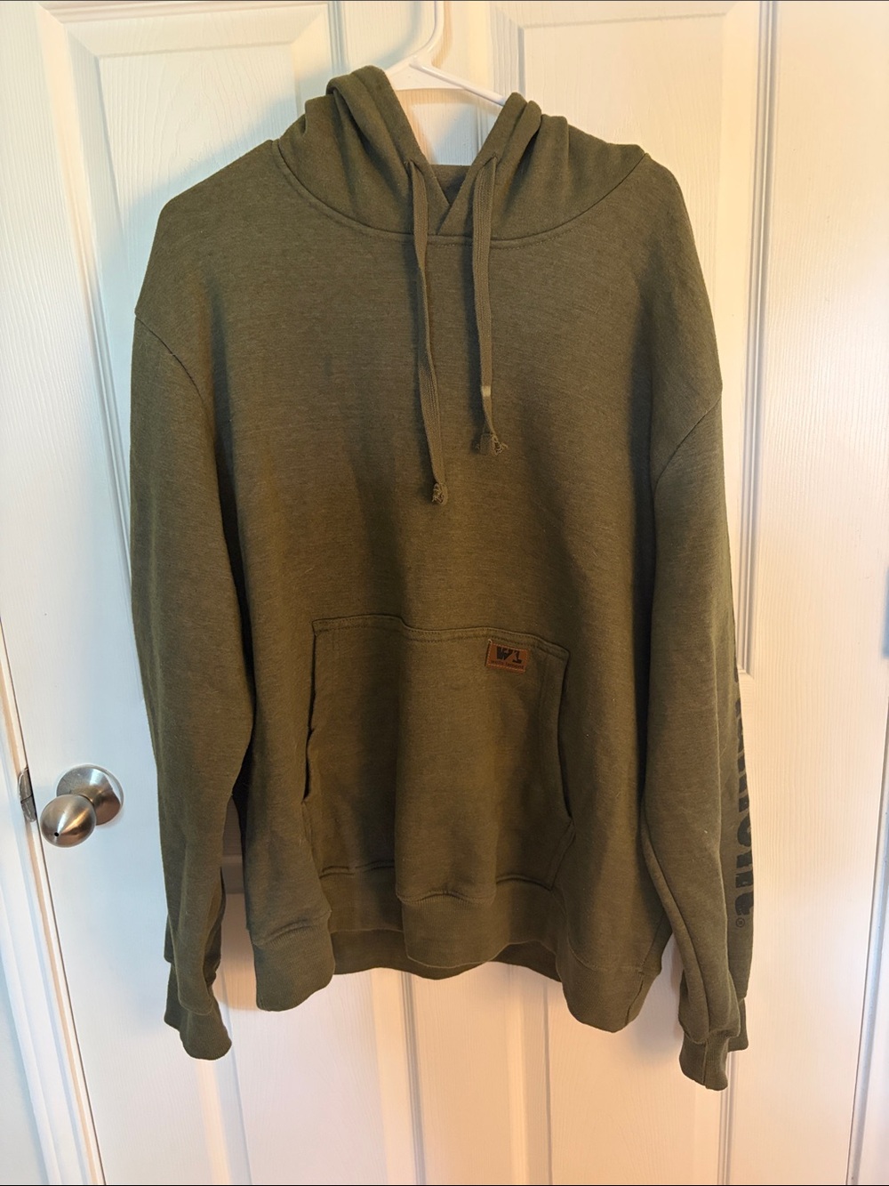 Men's Olive Green Pullover Hoodie with Kangaroo Pocket